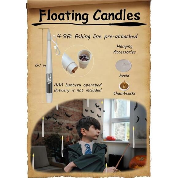 20pcs Flameless Taper Floating Candles with Magic Wand Remote, Flickering Warm - Picture 4 of 7